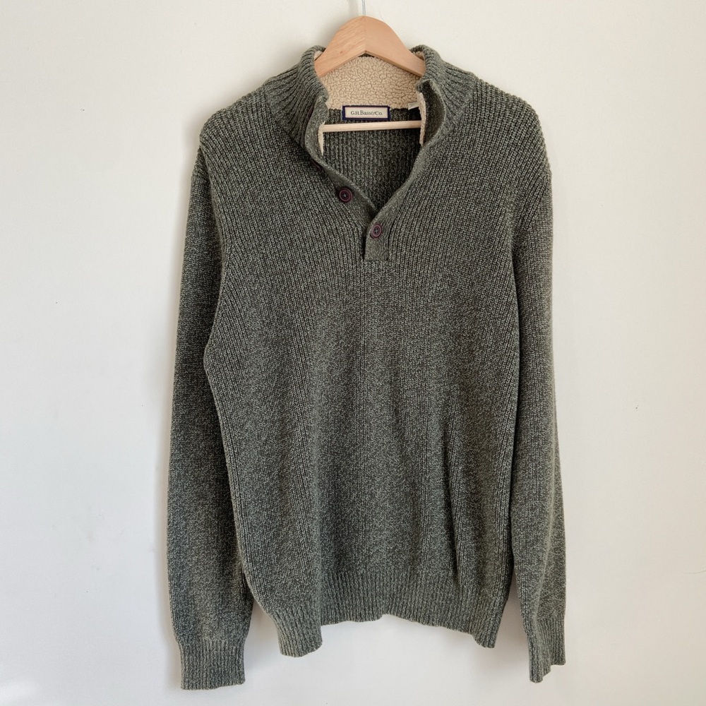 G.H. Bass & Co. Olive Knit Henley Sweater